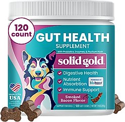 Solid Gold Mellow Belly Probiotic Soft Chews Digestive Supplement for Dogs, 120 count