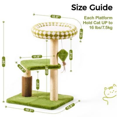 Show full view: MewooFun 28-in Linen Small Cat Tree, Green, Large slide 3 of 4