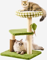 MewooFun 28-in Linen Small Cat Tree, Green, Large