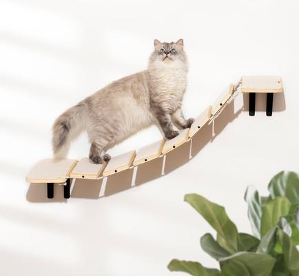Show full view: MewooFun Bridge Cat Wall Shelves, Natural slide 3 of 4