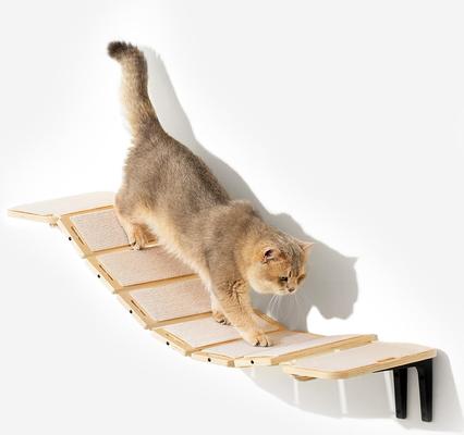 Show full view: MewooFun Bridge Cat Wall Shelves, Natural slide 2 of 4