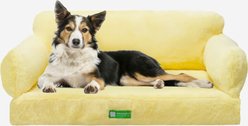 MewooFun Fashion Fluffy Dog & Cat Sofa Bed, Yellow, 25.6-in