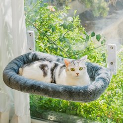 MewooFun Cordless Hammock Cat Window Perch, Grey