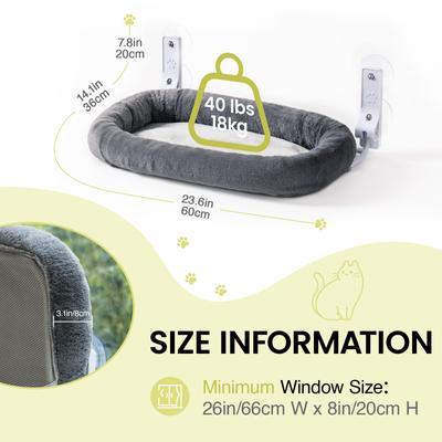 Show full view: MewooFun Cordless Hammock Cat Window Perch, Grey slide 4 of 5