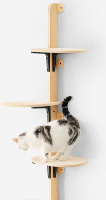 Show full view: MewooFun 4-Level Wooden Cat Wall Shelves, Natural slide 2 of 5
