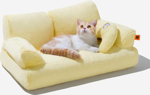 Show full view: MewooFun Fluffy Durable Dog & Cat Sofa Bed with Removable Cover, 26-in, Yellow slide 3 of 6
