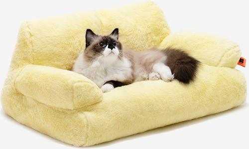 Show full view: MewooFun Fluffy Durable Dog & Cat Sofa Bed with Removable Cover, 26-in, Yellow slide 4 of 6