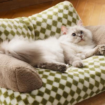 Show full view: MewooFun Fluffy Durable Dog & Cat Sofa Bed with Removable Cover, 26-in, Green slide 5 of 7