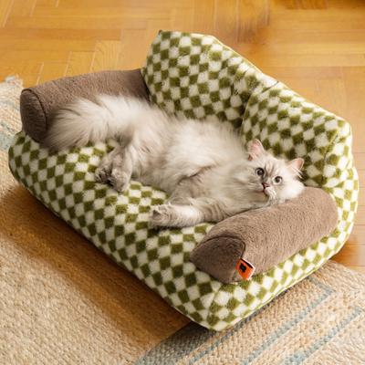 Show full view: MewooFun Fluffy Durable Dog & Cat Sofa Bed with Removable Cover, 26-in, Green slide 2 of 7