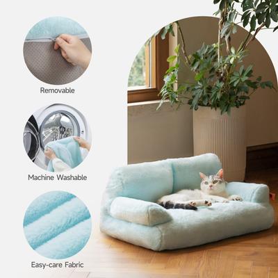 Show full view: MewooFun Fluffy Durable Dog & Cat Sofa Bed with Removable Cover, 26-in, Blue slide 5 of 6
