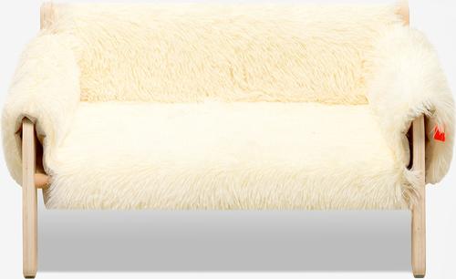 Show full view: MewooFun Plush Wooden Dog & Cat Sofa Bed, 20.9-in, White slide 3 of 7