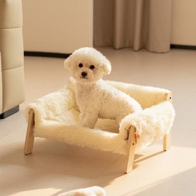 Show full view: MewooFun Plush Wooden Dog & Cat Sofa Bed, 20.9-in, White slide 5 of 7