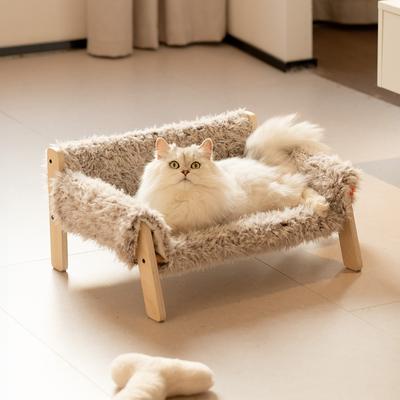 Show full view: MewooFun Plush Wooden Dog & Cat Sofa Bed, 20.9-in, Brown slide 4 of 6