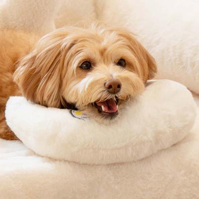 Show full view: MewooFun Fluffy U-Shaped Dog & Cat Pillow, 10.63-in, White slide 6 of 6