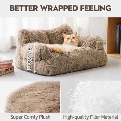Show full view: MewooFun Calming Dog & Cat Sofa Bed with Removable Cover, 26-in, Brown slide 3 of 5
