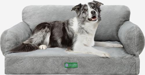 Show full view: MewooFun Fashion Fluffy Dog & Cat Sofa Bed with Removable Cover, 25.6-in, Grey slide 3 of 6