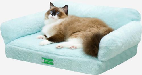 Show full view: MewooFun Fashion Fluffy Dog & Cat Sofa Bed with Removable Cover, 25.6-in, Blue slide 2 of 6