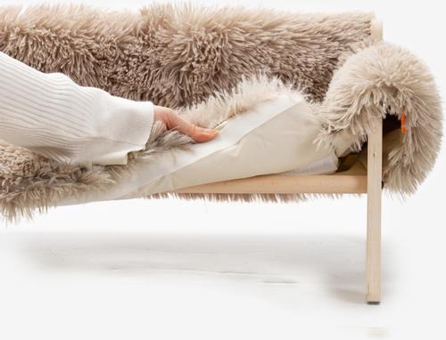 Show full view: MewooFun Wooden Elevated Dog & Cat Sofa Bed with Removable Cover, Brown, Medium slide 5 of 6