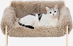 MewooFun Wooden Elevated Dog & Cat Sofa Bed with Removable Cover, Brown, Medium