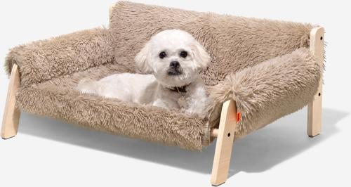 Show full view: MewooFun Wooden Elevated Dog & Cat Sofa Bed with Removable Cover, Brown, Medium slide 3 of 6