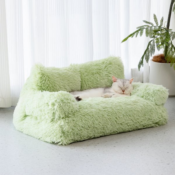 MewooFun Sedative Dog & Cat Sofa Bed with Removable Cover, Green, 26-in