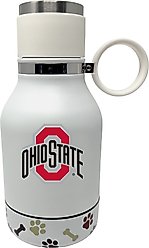 ShopInstaPets Ohio State Buckeyes Insulated Travel Dog Water Bottle with Detachable Dog Bowl Base, 37-oz