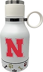 ShopInstaPets Nebraska Cornhuskers Insulated Travel Dog Water Bottle with Detachable Dog Bowl Base, 37-oz