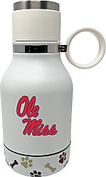 ShopInstaPets Ole Miss Rebels Insulated Travel Dog Water Bottle with Detachable Dog Bowl Base, 37-oz