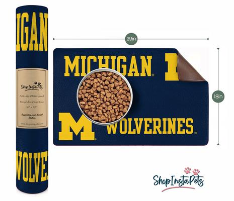 Show full view: ShopInstaPets NCAA Dog Bowl Placemat, Michigan Wolverines slide 2 of 3