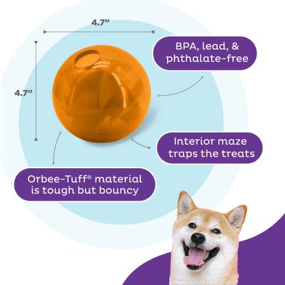 Show full view: Outward Hound Orbee-Tuff Mazee Interactive Treat Dispensing Puzzle Dog Toy, Orange slide 4 of 14