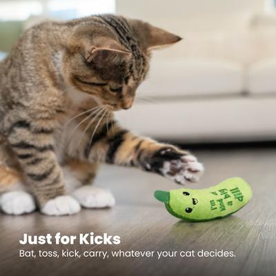 Show full view: Catstages Crunchy Pickle Kicker Cat Plush Toy with Catnip, Green slide 7 of 12