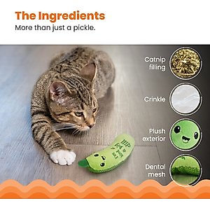Catstages Crunchy Pickle Kicker Plush Cat Toy with Catnip