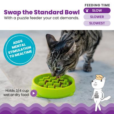 Show full view: Catstages Kitty Slow Feeder, Green, 0.75 cup slide 2 of 11