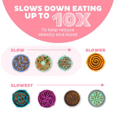 Show full view: Outward Hound Non-Skid Plastic Slow Feeder Wave Dog Bowl, Pink, 0.75-cup slide 4 of 9