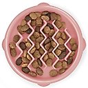 Outward Hound Non-Skid Plastic Slow Feeder Wave Dog Bowl, Pink, 0.75-cup