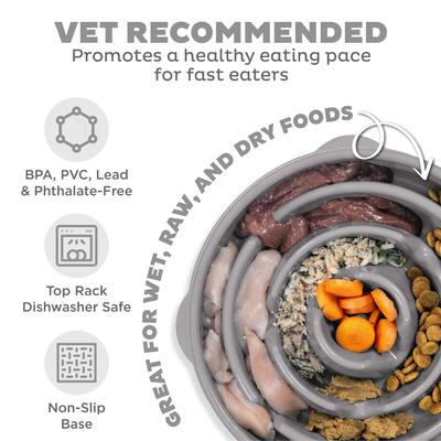 Show full view: Outward Hound Fun Feeder Drop Dog Bowl, Grey, 4 cup slide 3 of 9