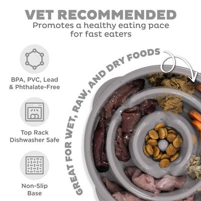 Show full view: Outward Hound Fun Feeder Drop Dog Bowl, Grey, 2 cup slide 3 of 9