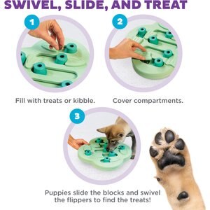 Nina Ottosson by Outward Hound Puppy Hide N Slide Treat Puzzle Enrichment Dog Toy, Green