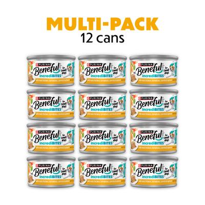 Show full view: Purina Beneful IncrediBites Pate with Real Chicken Recipe Small Breed Wet Dog Food, 3-oz can, case of 12 slide 3 of 11