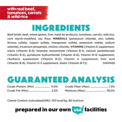 Show full view: Purina Beneful IncrediBites with Real Beef, Carrots, Wild Rice & Gravy Small Breed Wet Dog Food, 3-oz can, case of 12 slide 7 of 12