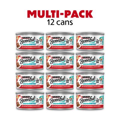 Show full view: Purina Beneful IncrediBites with Real Beef, Carrots, Wild Rice & Gravy Small Breed Wet Dog Food, 3-oz can, case of 12 slide 3 of 12