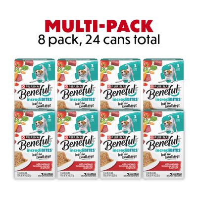 Show full view: Purina Beneful Incredibites with Real Beef Recipe Pate Small Breed Wet Dog Food, 3-oz can, case of 24 slide 3 of 11