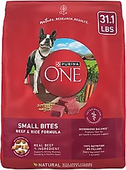 Purina ONE Natural SmartBlend Small Bites Beef & Rice Formula Dry Dog Food, 31.1-lb bag