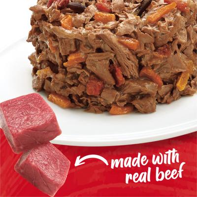 Show full view: Purina Beneful IncrediBites with Real Beef, Carrots, Wild Rice & Gravy Small Breed Wet Dog Food, 3-oz can, case of 12 slide 4 of 12