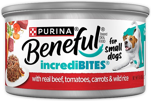 Purina Beneful IncrediBites with Real Beef, Carrots, Wild Rice & Gravy Small Breed Wet Dog Food, 3-oz can, case of 12