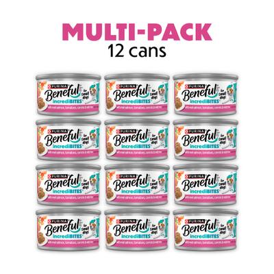Show full view: Purina Beneful IncrediBites with Real Salmon & Gravy Small Breed Wet Dog Food, 3-oz can, case of 12 slide 3 of 12