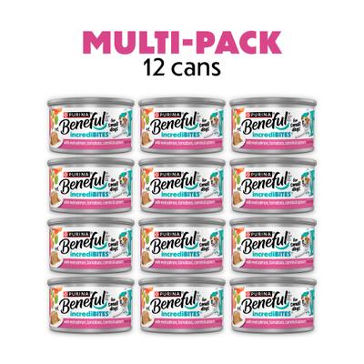 Show full view: Purina Beneful IncrediBites Pate with Real Salmon Recipe Small Breed Wet Dog Food, 3-oz can, case of 12 slide 3 of 11