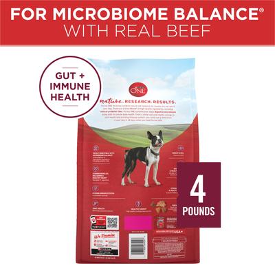 Show full view: Purina ONE Natural SmartBlend Small Bites Beef & Rice Formula Dry Dog Food, 4-lb bag slide 3 of 11