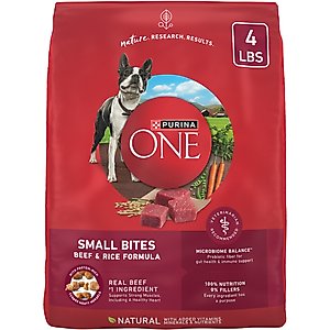 Purina ONE Small Bites Beef & Rice Formula Small Dry Dog Food, 4-lb bag