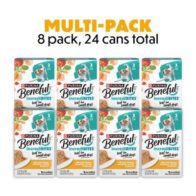 Show full view: Purina Beneful IncrediBites Pate with Real Chicken Recipe Small Breed Wet Dog Food, 3-oz can, case of 24 slide 3 of 11